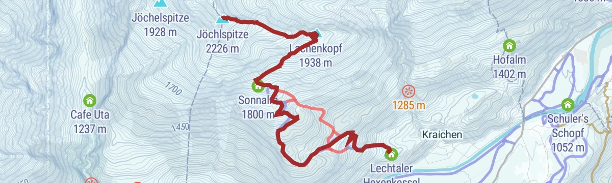 Route map: Skitour auf die Jöchelspitze